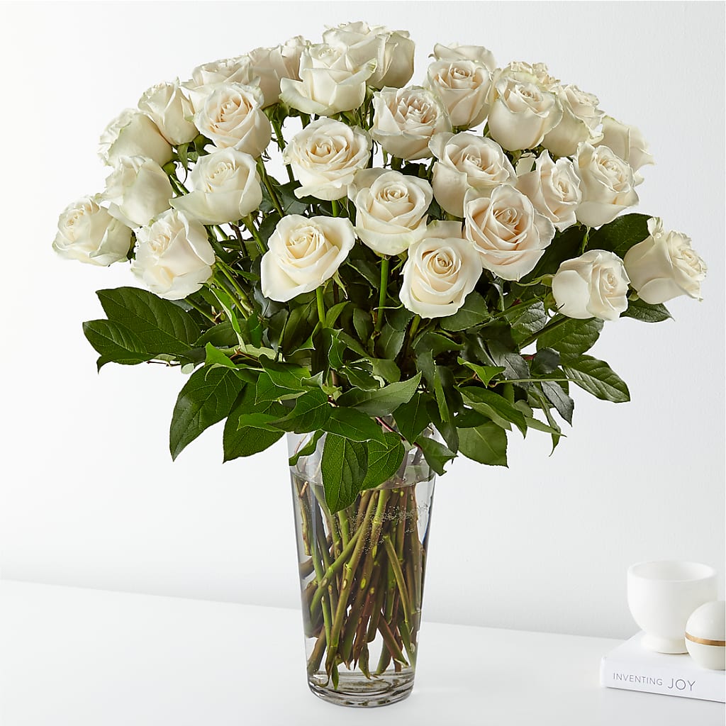 Long Stem White Rose Bouquet – Micaelas Flowers And Gifts, Tulsa OK