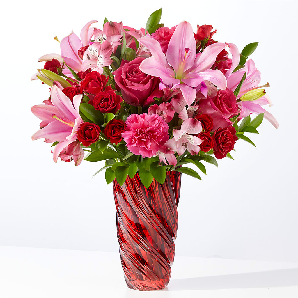 In Love Bouquet with Luxe Swirl Vase – Micaelas Flowers And Gifts, Tulsa OK