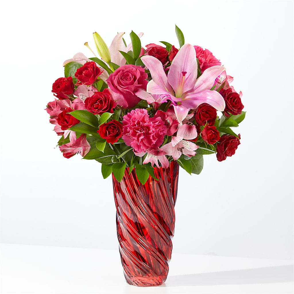 In Love Bouquet with Luxe Swirl Vase – Micaelas Flowers And Gifts, Tulsa OK