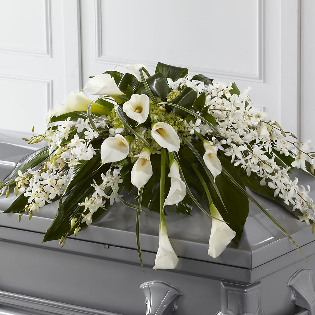 Angel Wings Casket Spray – Micaelas Flowers And Gifts, Tulsa OK