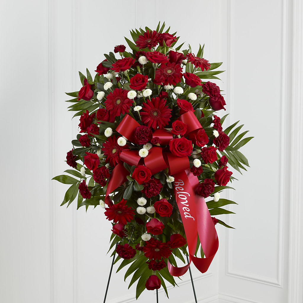Treasured Memories Standing Spray – Micaelas Flowers And Gifts, Tulsa OK