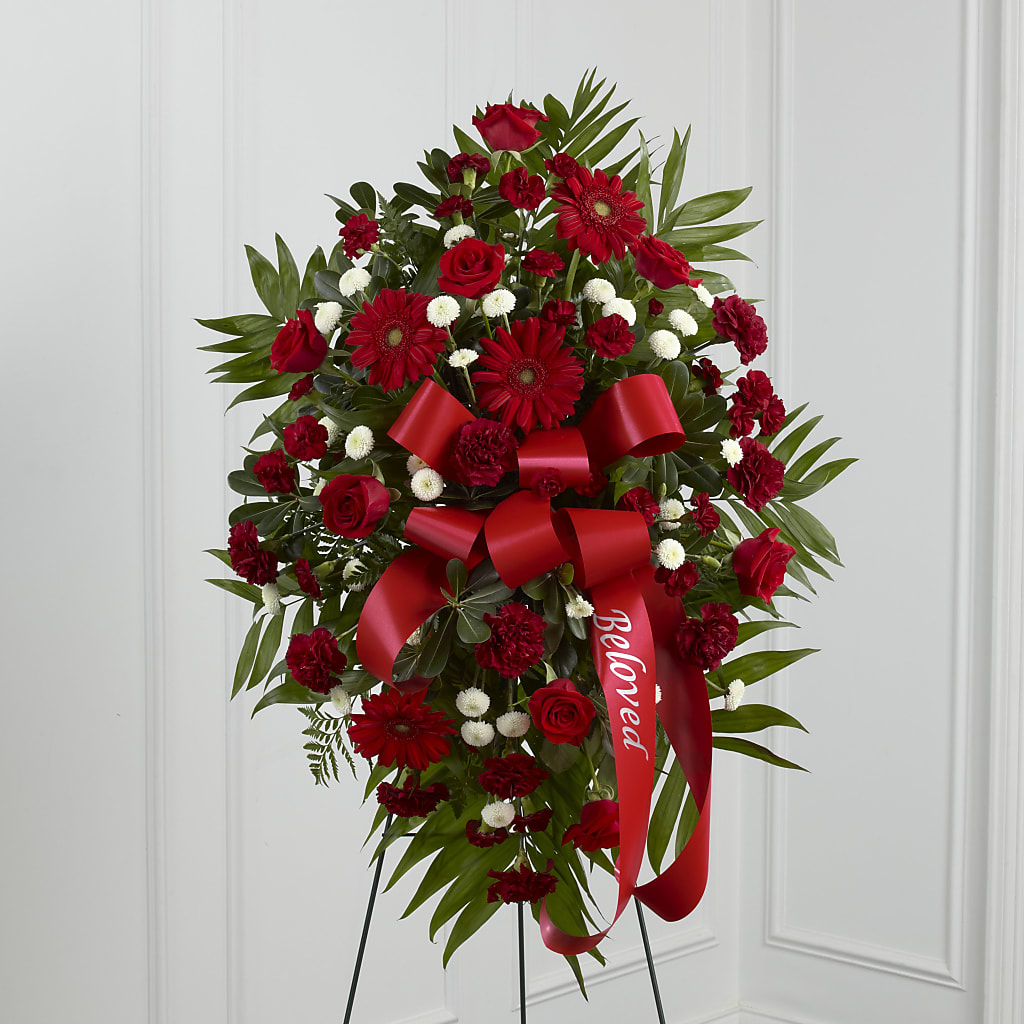 Treasured Memories Standing Spray – Micaelas Flowers And Gifts, Tulsa OK