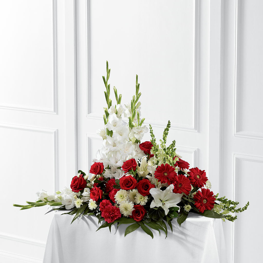 Crimson & White Arrangement – Micaelas Flowers And Gifts, Tulsa OK