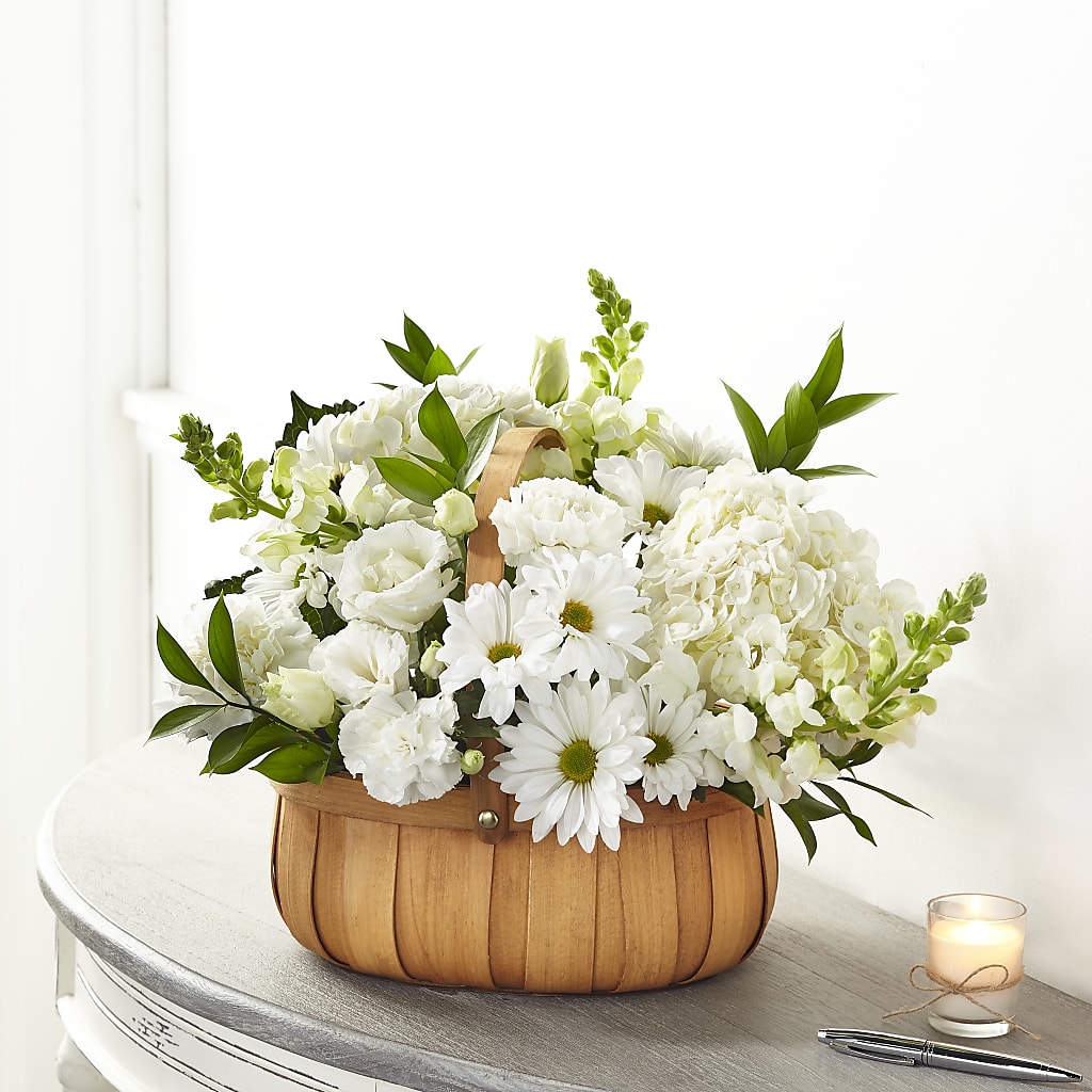 Pure Ivory Basket – Micaelas Flowers And Gifts, Tulsa OK