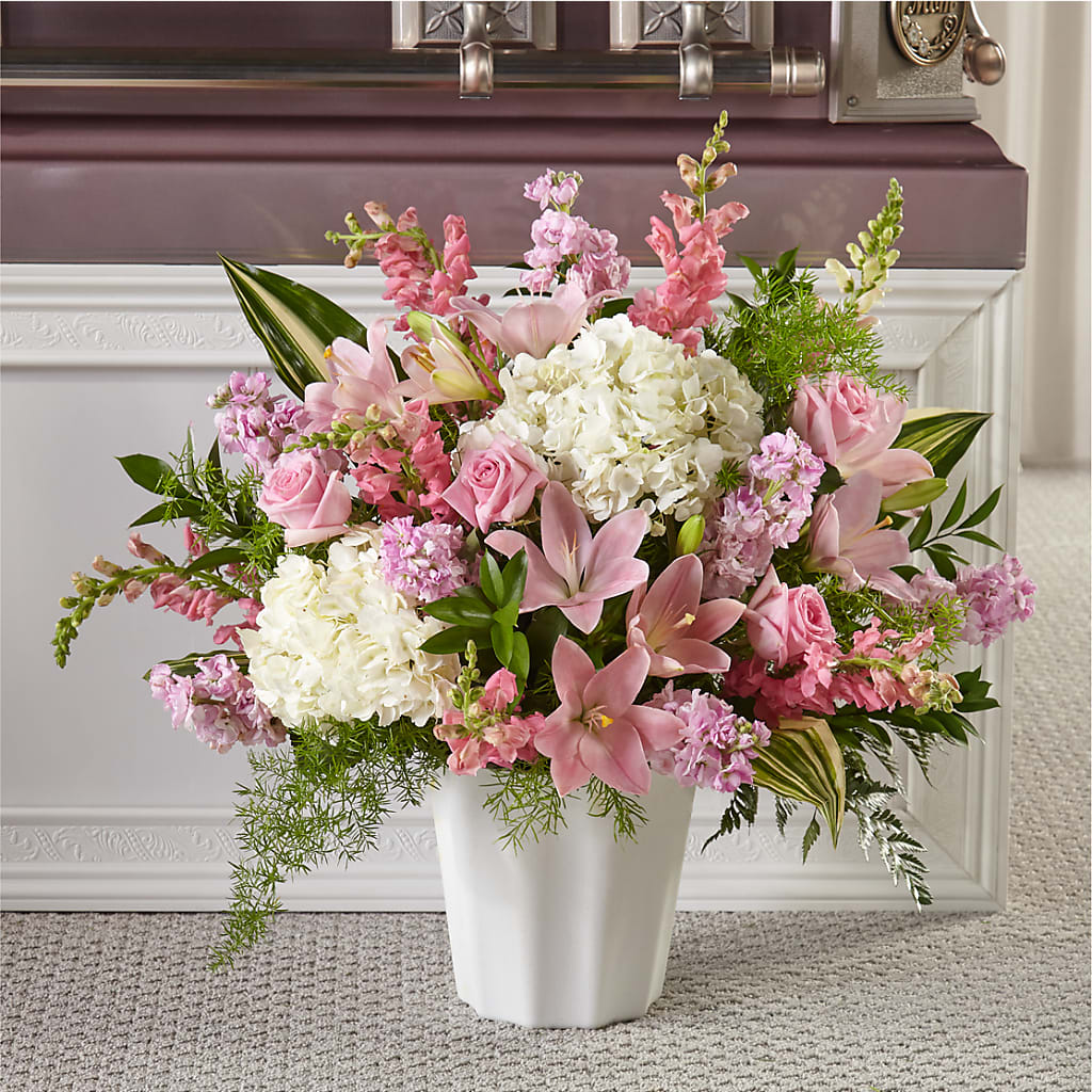 Simply Serene Floor Basket – Micaelas Flowers And Gifts, Tulsa OK