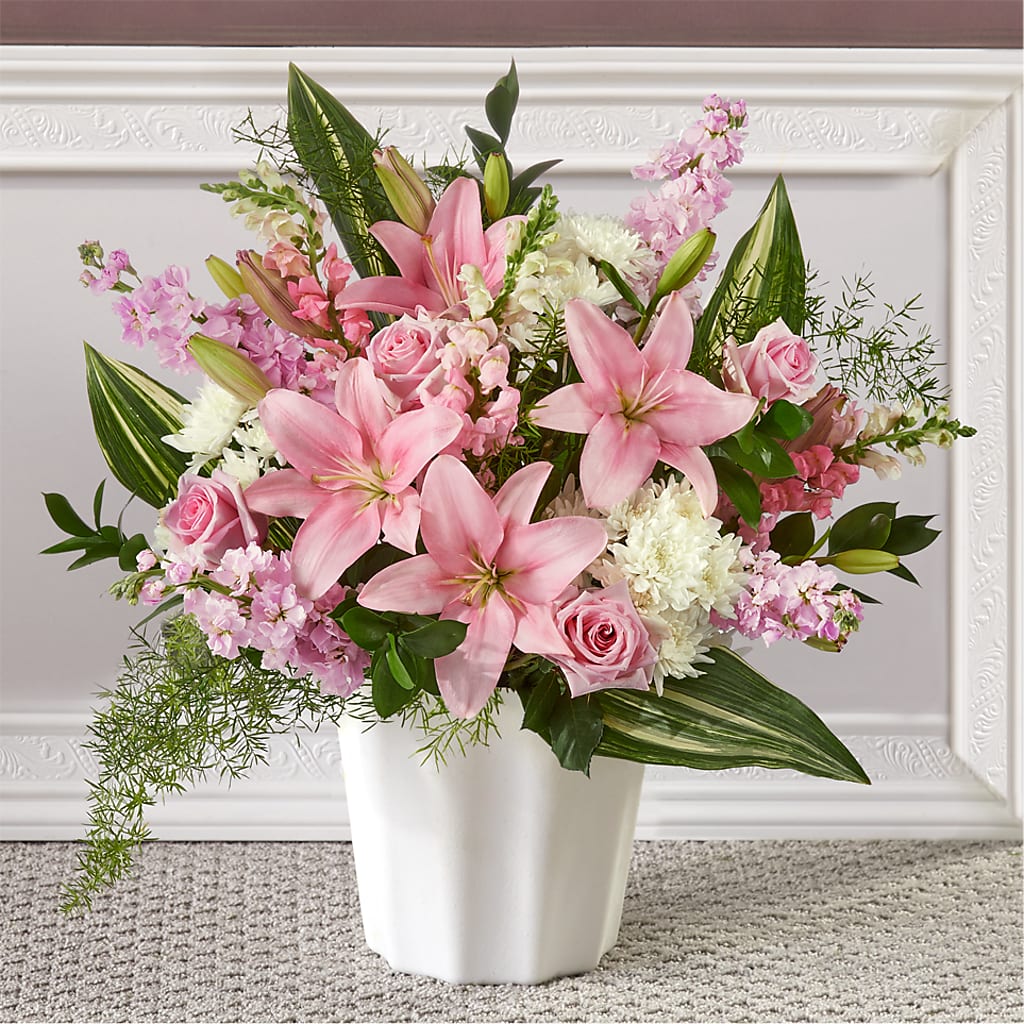 Simply Serene Floor Basket – Micaelas Flowers And Gifts, Tulsa OK