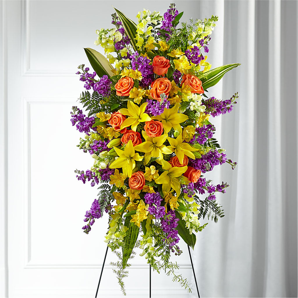 Thoughtful Prayers Standing Spray – Micaelas Flowers And Gifts, Tulsa OK