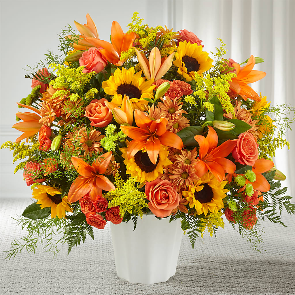 Harvest Thoughts Floor Basket – Micaelas Flowers And Gifts, Tulsa OK