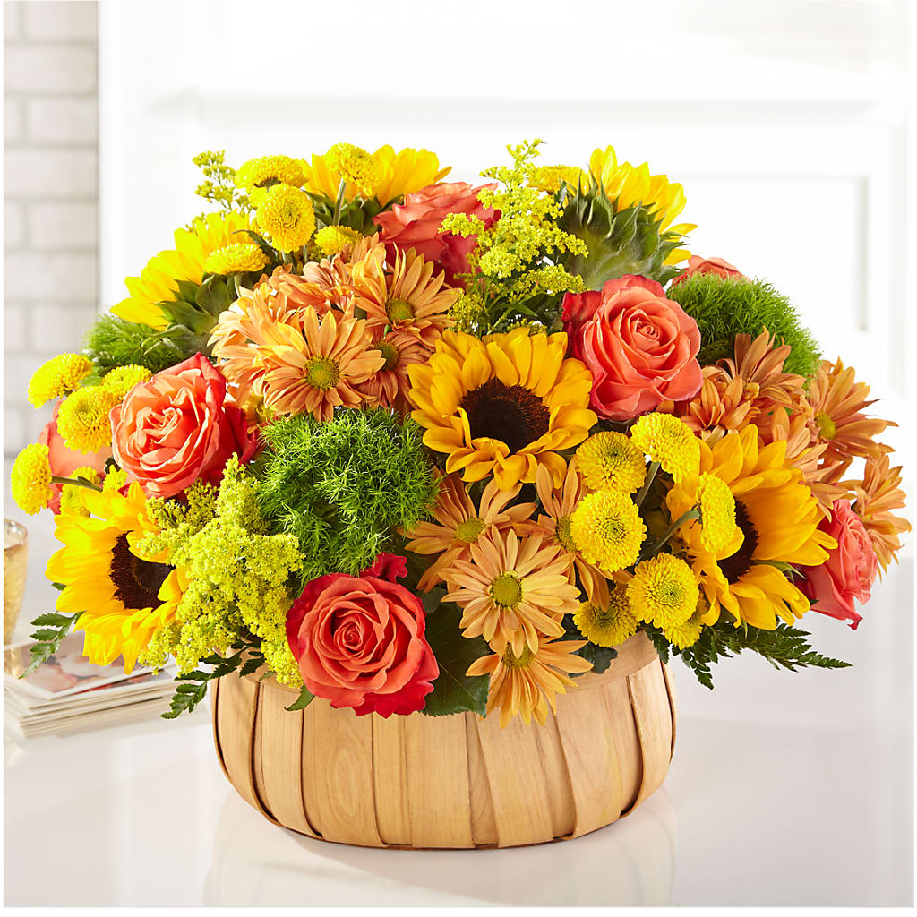 Harvest Sunflower Basket – Micaelas Flowers And Gifts, Tulsa OK