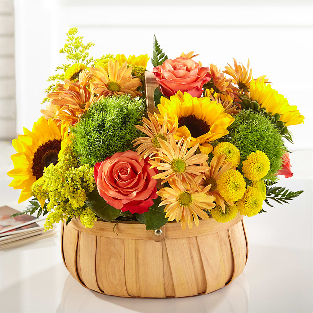 Harvest Sunflower Basket – Micaelas Flowers And Gifts, Tulsa OK