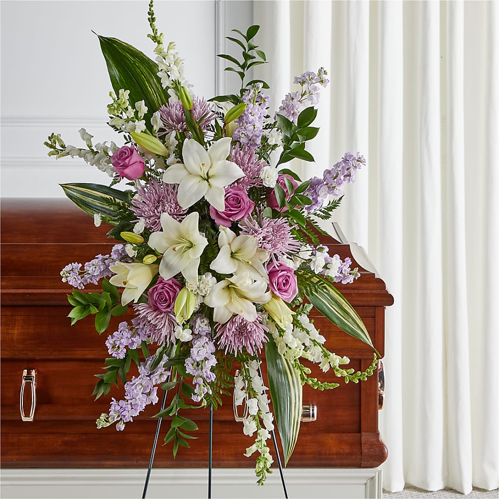 Grateful Hearts Standing Spray – Micaelas Flowers And Gifts, Tulsa OK