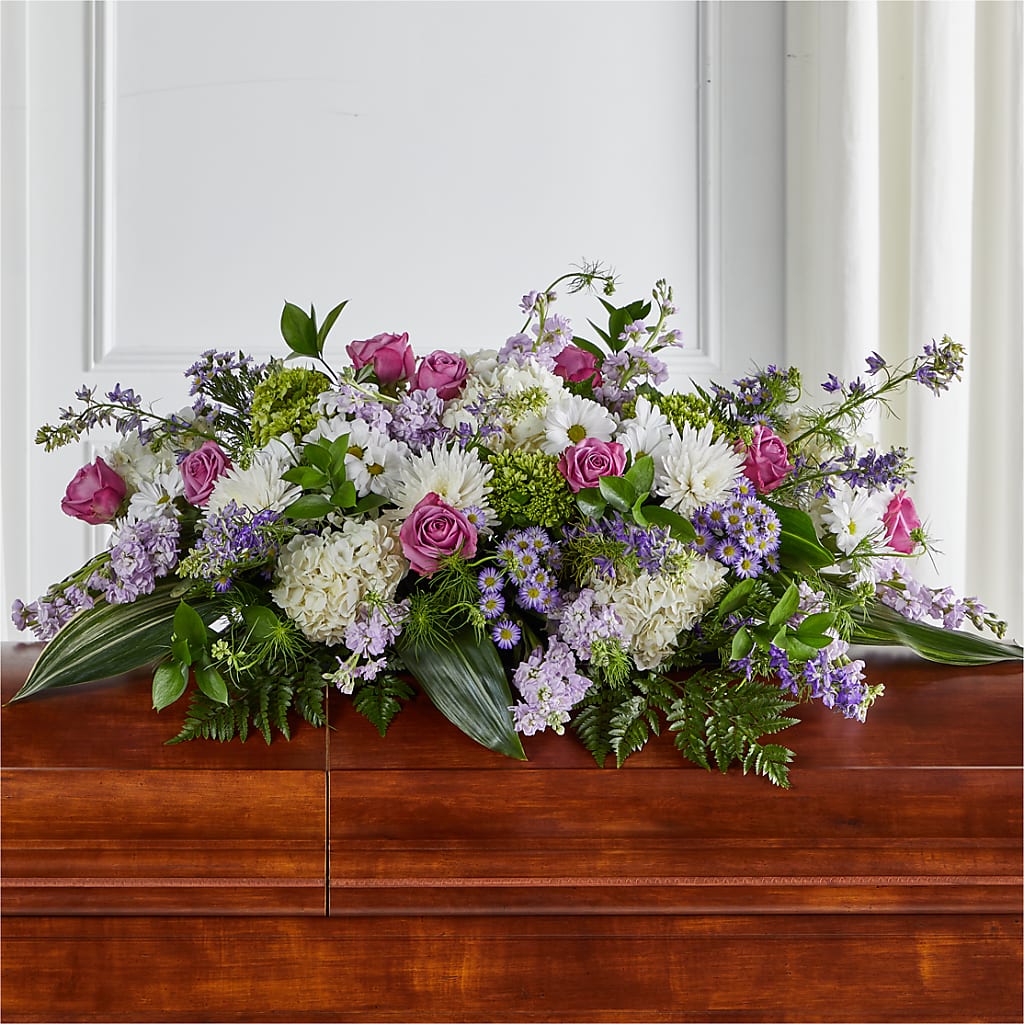Meadows of Serenity Casket Spray – Micaelas Flowers And Gifts, Tulsa OK