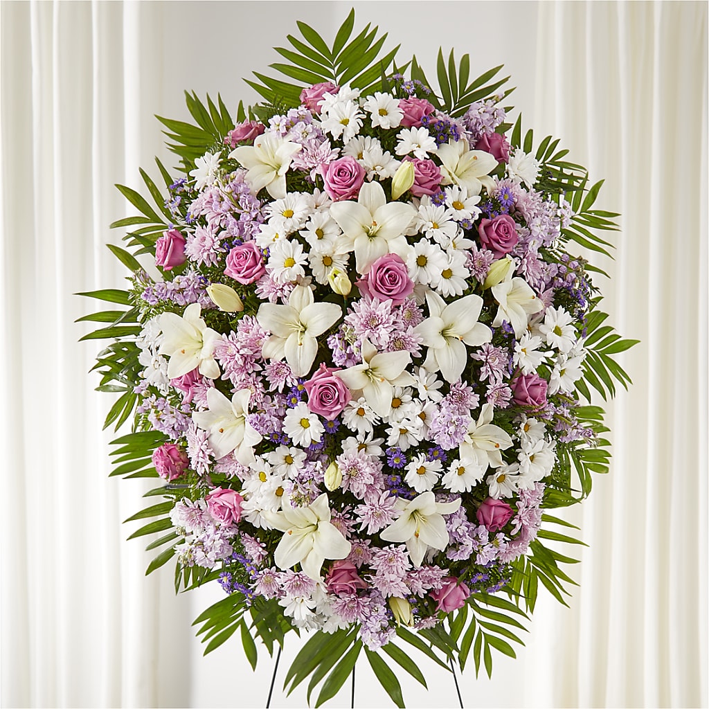Surrounded by Love Standing Spray – Micaelas Flowers And Gifts, Tulsa OK