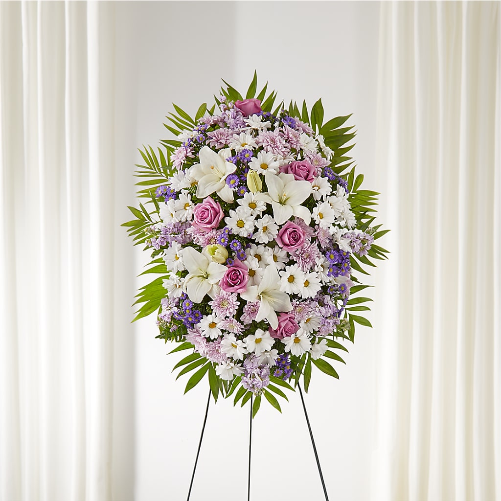 Surrounded by Love Standing Spray – Micaelas Flowers And Gifts, Tulsa OK