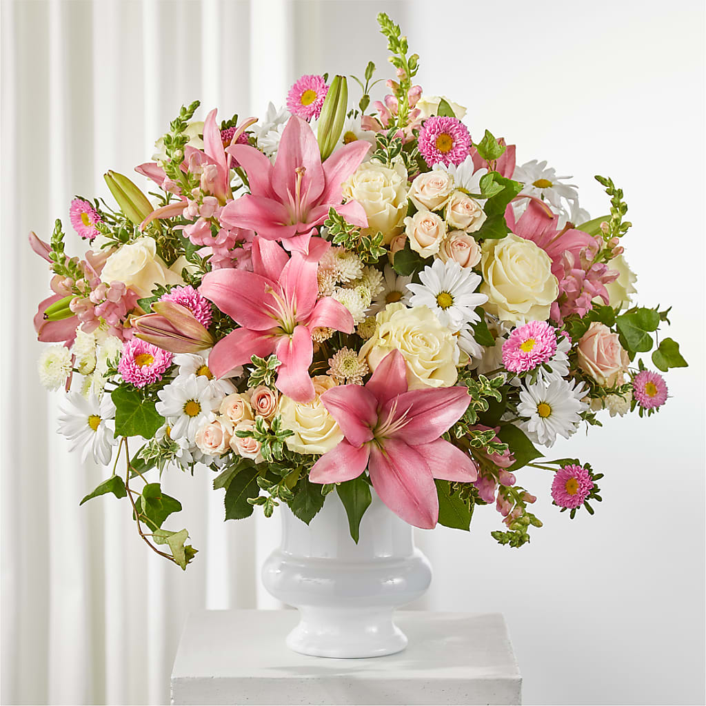 Empathetic Blooms Urn Arrangement – Micaelas Flowers And Gifts, Tulsa OK
