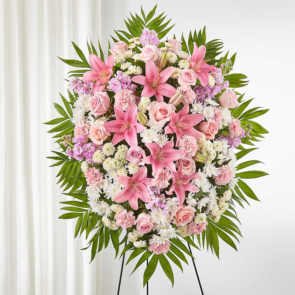Offering Solace Standing Spray – Micaelas Flowers And Gifts, Tulsa OK
