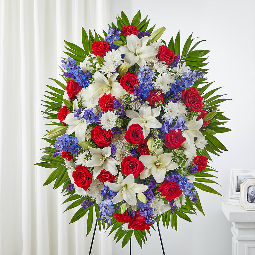 Cherished Service Standing Spray – Micaelas Flowers And Gifts, Tulsa OK