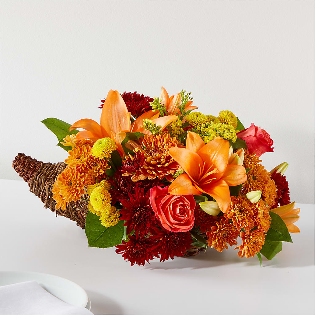 Bouquet of Blessings Cornucopia – Micaelas Flowers And Gifts, Tulsa OK