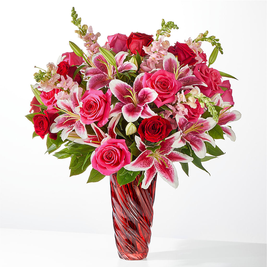 Always You Bouquet with Luxe Swirl Vase – Micaelas Flowers And Gifts, Tulsa OK