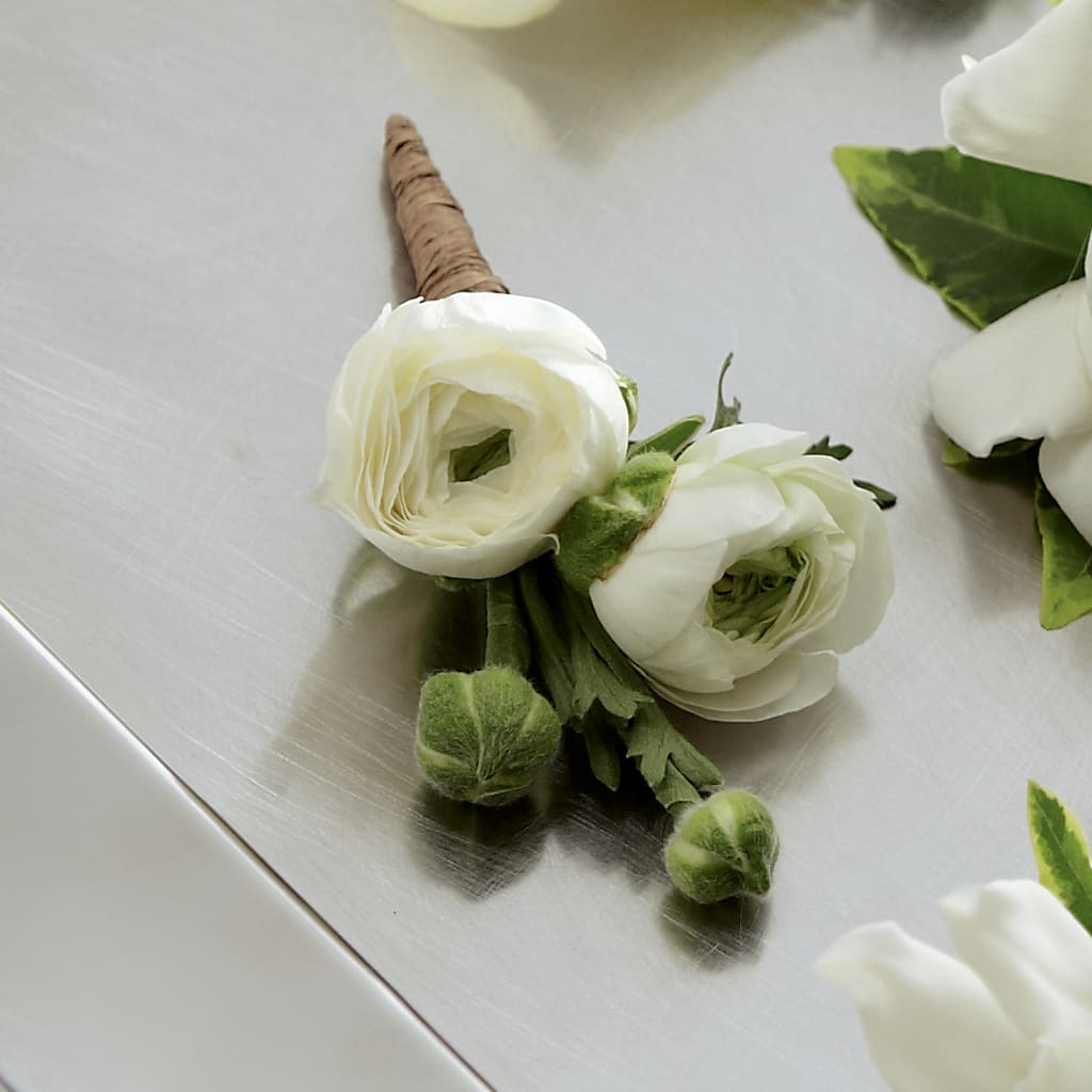 White Ranunculus Boutonniere – Micaelas Flowers And Gifts, Tulsa OK
