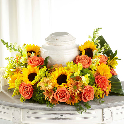 Faithful Sunflower Cremation Adornment –  Micaelas Flowers And Gifts, Tulsa OK