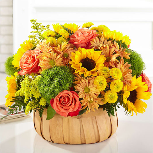 Harvest Sunflower Basket –  Micaelas Flowers And Gifts, Tulsa OK