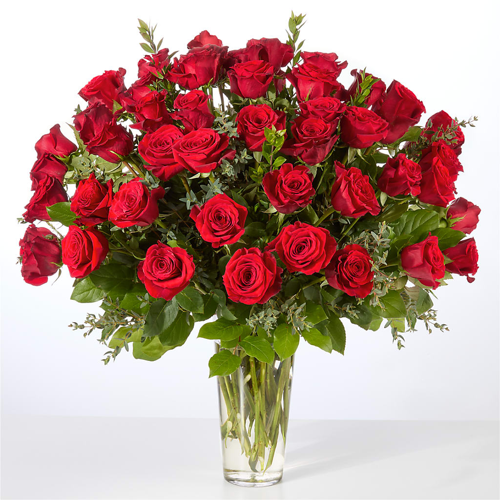 Forever Yours Fifty Stem Red Rose Bouquet –  Micaelas Flowers And Gifts, Tulsa OK